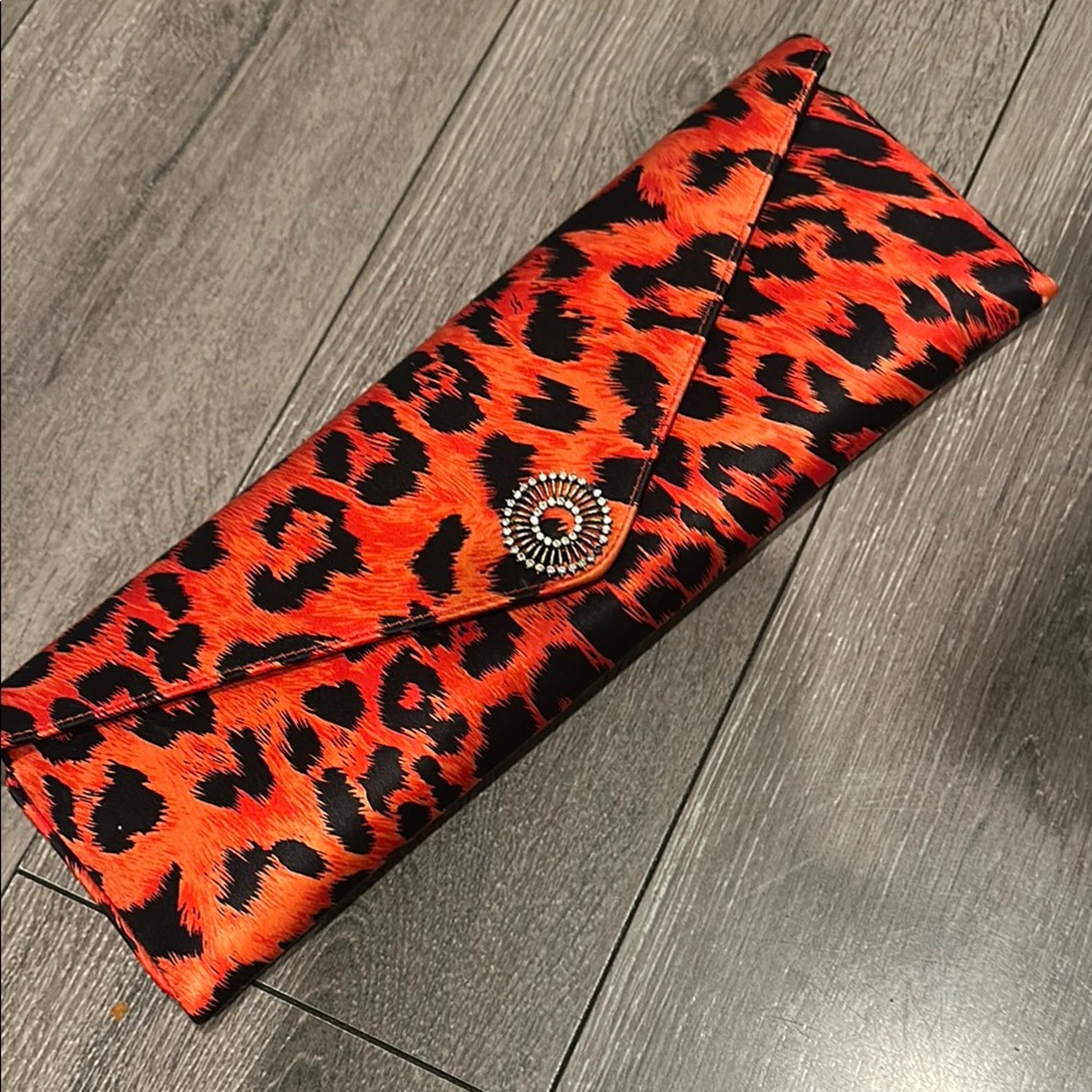 Wilbur & Gussie red Leopard Print Clutch